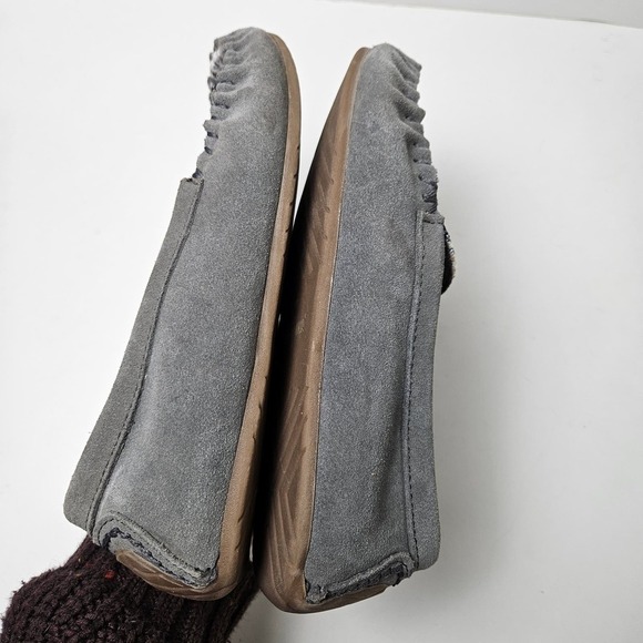Minnetonka Sophia Suede Leather Boho Slip On Shoes‎ Moccasins Women's 7 Grey - Picture 7 of 10